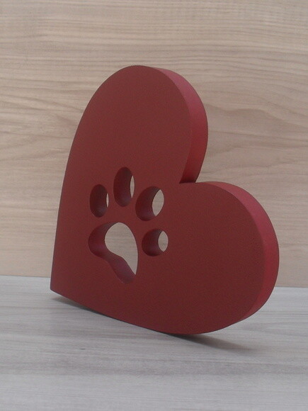 Coração Patinha - 15 cm - Decoração Pet em mdf