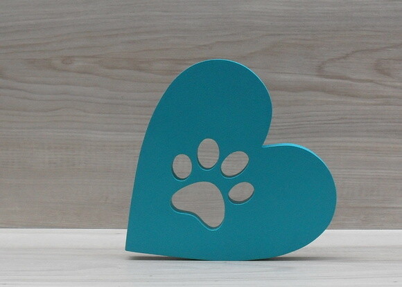 Coração Patinha - 15 cm - Decoração Pet em mdf