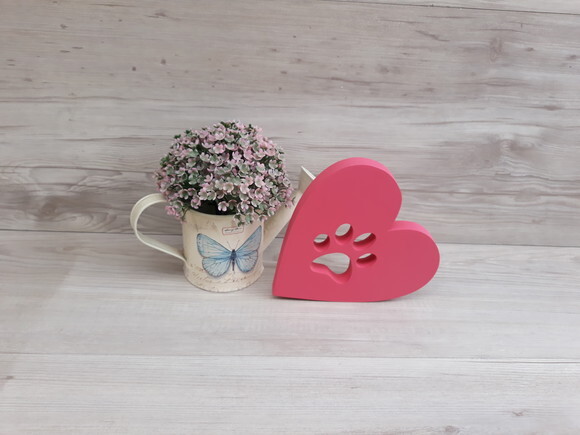 Coração Patinha - 15 cm - Decoração Pet em mdf