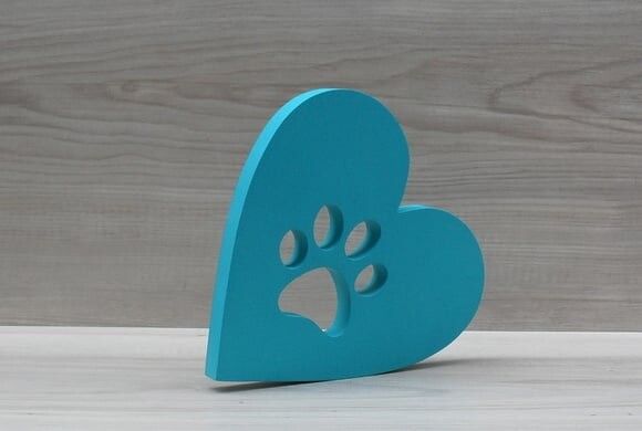 Coração Patinha - 15 cm - Decoração Pet em mdf