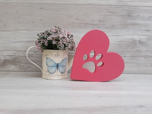 Coração Patinha - 15 cm - Decoração Pet em mdf