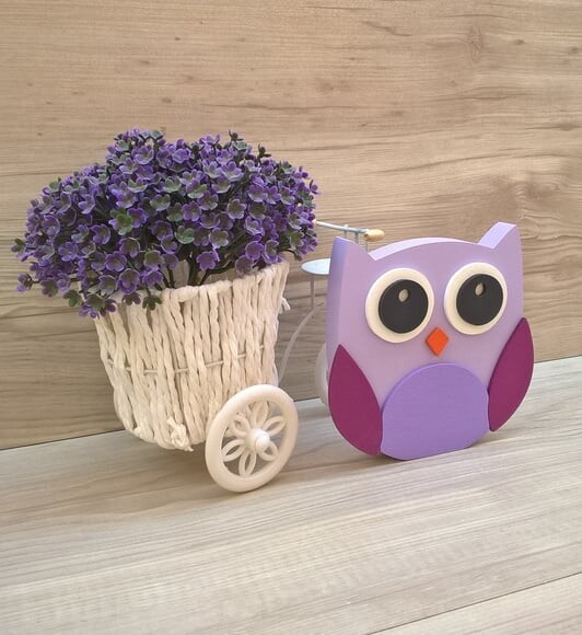 Coruja de mesa em MDF - Decoração Infantil - 15 cm