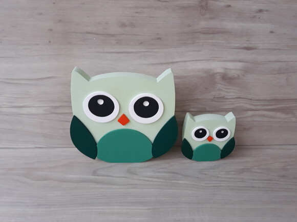 Duo Coruja de mesa em MDF - Decoração Infantil - 15 e 8 cm