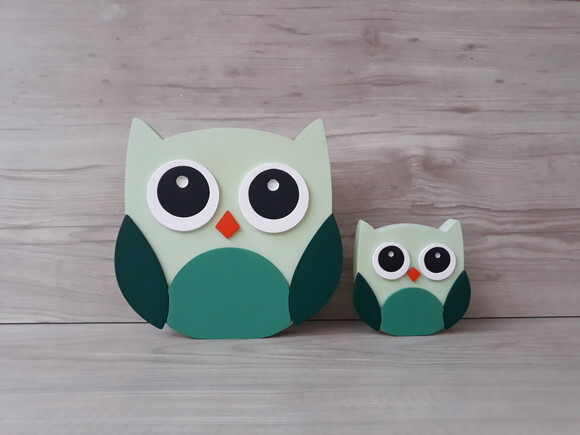 Duo Coruja de mesa em MDF - Decoração Infantil - 15 e 8 cm