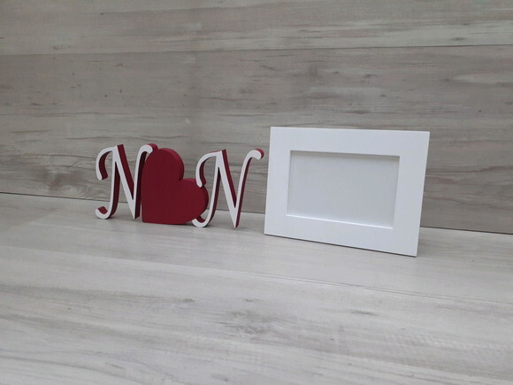 Duo Iniciais com coração + Porta Retrato