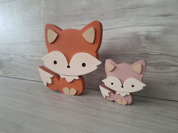 Duo Raposa de Mesa em mdf - Decoração Infantil - 15 e 8 cm