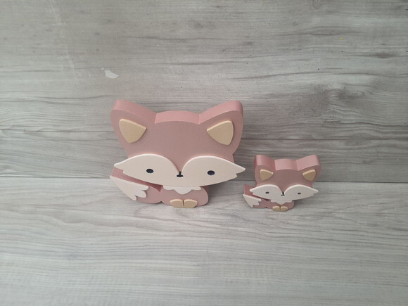 Duo Raposa de Mesa em mdf - Decoração Infantil - 15 e 8 cm