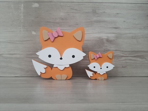 Duo Raposa de Mesa em mdf - Decoração Infantil - 15 e 8 cm