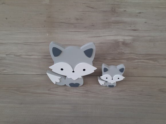 Duo Raposa de Mesa em mdf - Decoração Infantil - 15 e 8 cm