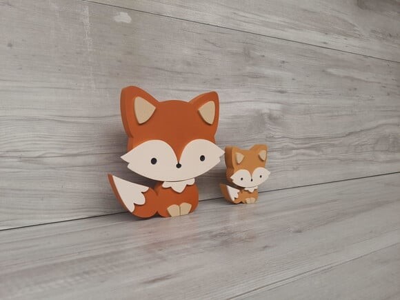 Duo Raposa de Mesa em mdf - Decoração Infantil - 15 e 8 cm