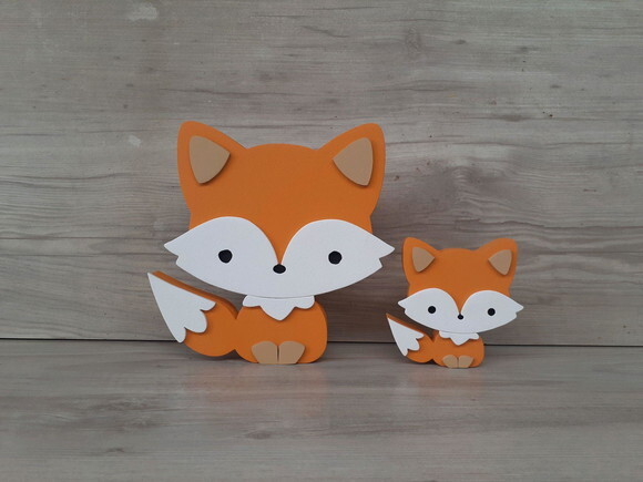 Duo Raposa de Mesa em mdf - Decoração Infantil - 15 e 8 cm