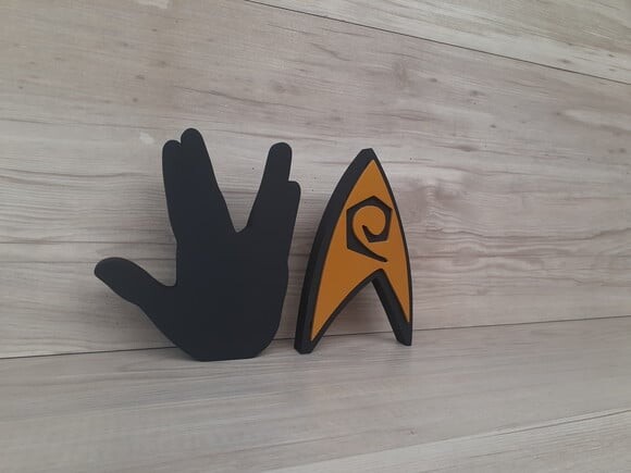 Duo Saudação Vulcana + Insígnia Operations StarTrek