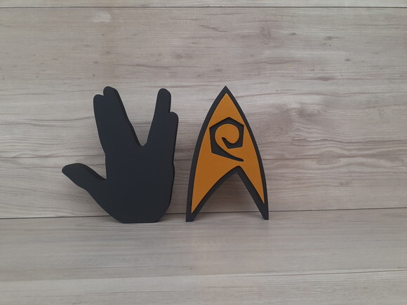 Duo Saudação Vulcana + Insígnia Operations StarTrek