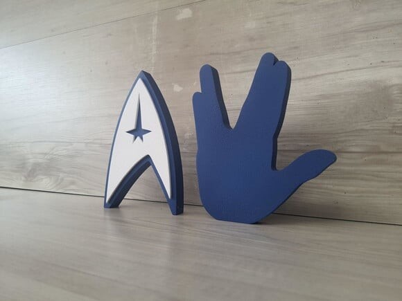 Duo Saudação Vulcana + Simbolo Frota Estelar Startrek