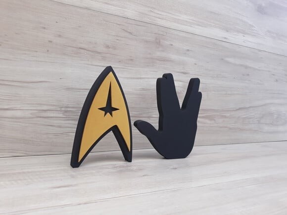 Duo Saudação Vulcana + Simbolo Frota Estelar StarTrek