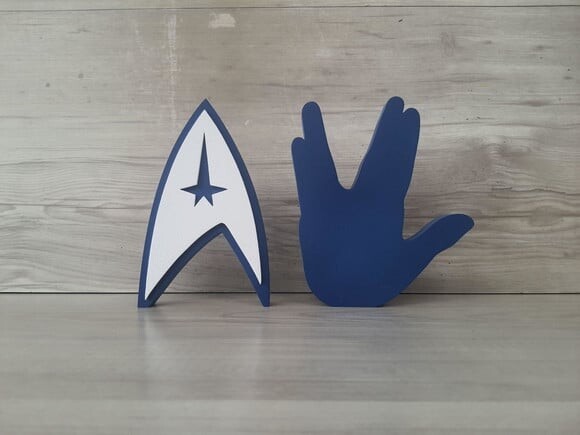 Duo Saudação Vulcana + Simbolo Frota Estelar Startrek