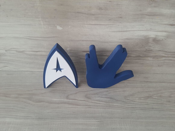Duo Saudação Vulcana + Simbolo Frota Estelar Startrek