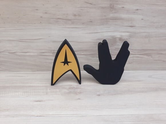 Duo Saudação Vulcana + Simbolo Frota Estelar StarTrek