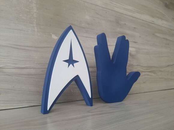 Duo Saudação Vulcana + Simbolo Frota Estelar Startrek