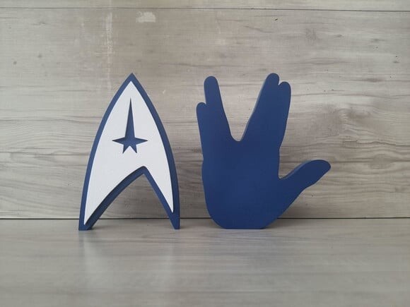 Duo Saudação Vulcana + Simbolo Frota Estelar Startrek