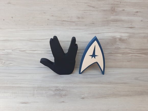 Duo Saudação Vulcana + Simbolo Frota Estelar StarTrek