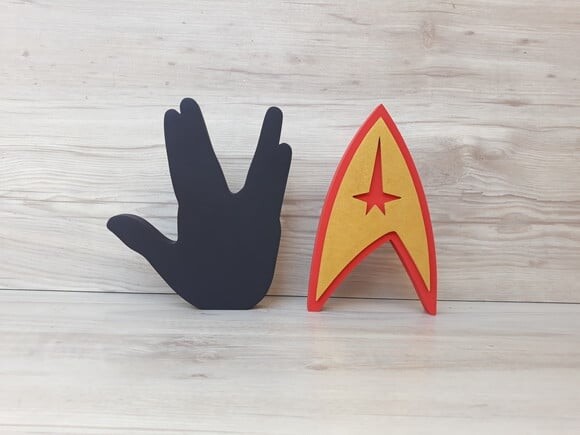 Duo Saudação Vulcana + Simbolo Frota Estelar StarTrek