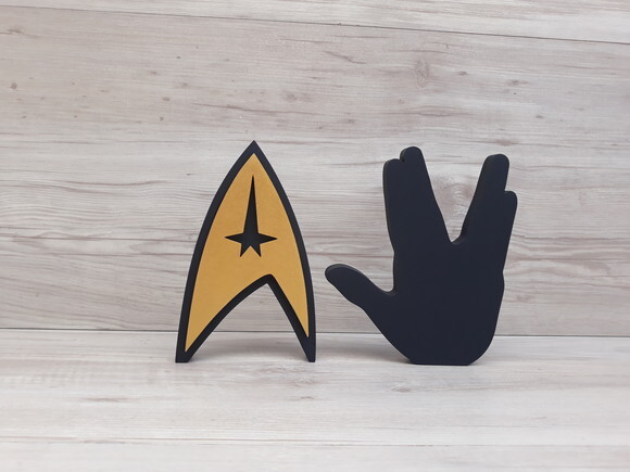 Duo Saudação Vulcana + Simbolo Frota Estelar StarTrek