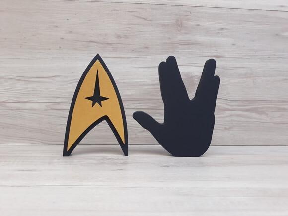 Duo Saudação Vulcana + Simbolo Frota Estelar StarTrek