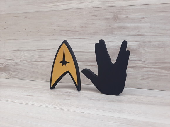Duo Saudação Vulcana + Simbolo Frota Estelar StarTrek