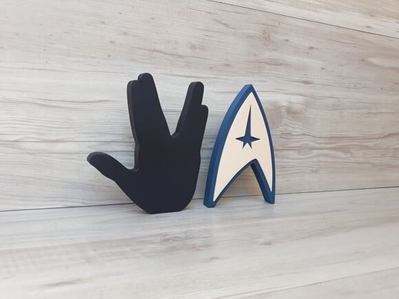 Duo Saudação Vulcana + Simbolo Frota Estelar StarTrek