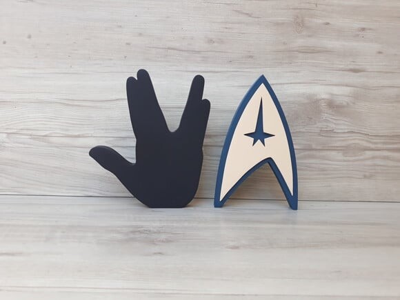 Duo Saudação Vulcana + Simbolo Frota Estelar StarTrek