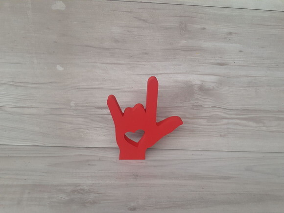 Eu Te Amo em Libras - Simbolo de Mesa em mdf