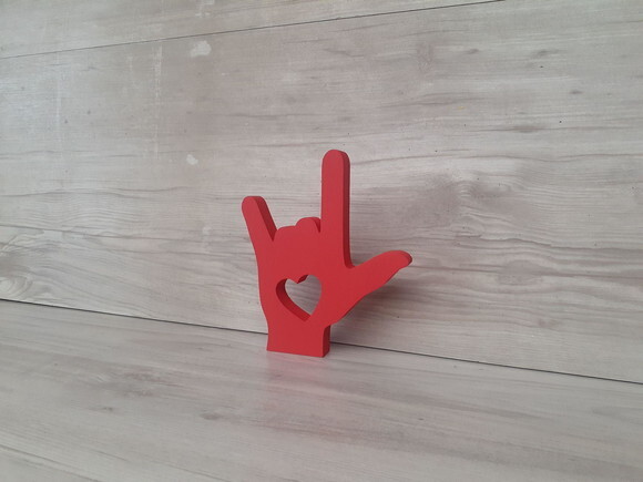 Eu Te Amo em Libras - Simbolo de Mesa em mdf