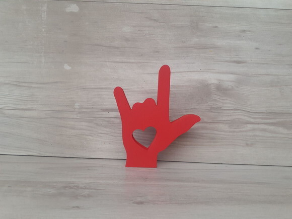 Eu Te Amo em Libras - Simbolo de Mesa em mdf