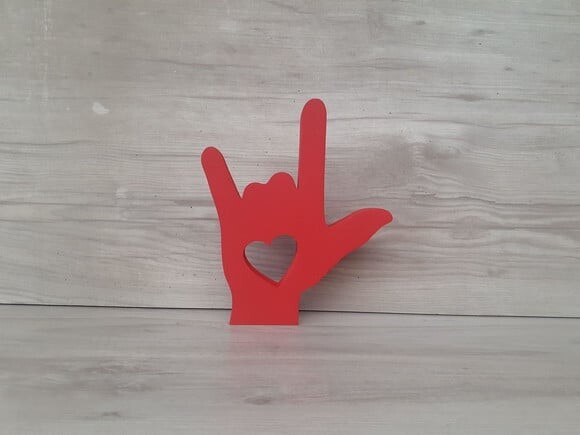 Eu Te Amo em Libras - Simbolo de Mesa em mdf