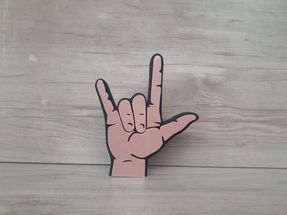Eu Te Amo em Libras - Simbolo de Mesa em mdf
