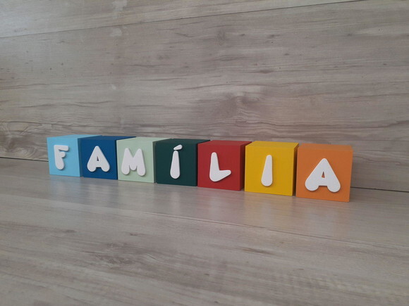Família em Cubos Decorativos - Mod. Infantil - 6 x 6 x 6 cm