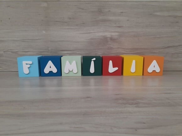 Família em Cubos Decorativos - Mod. Infantil - 6 x 6 x 6 cm