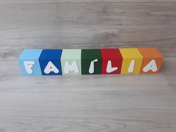 Família em Cubos Decorativos - Mod. Infantil - 8 x 8 x 8 cm