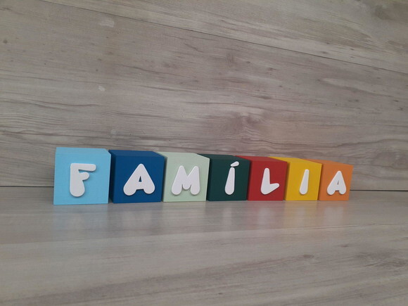 Família em Cubos Decorativos - Mod. Infantil - 6 x 6 x 6 cm