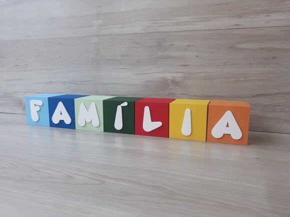 Família em Cubos Decorativos - Mod. Infantil - 8 x 8 x 8 cm