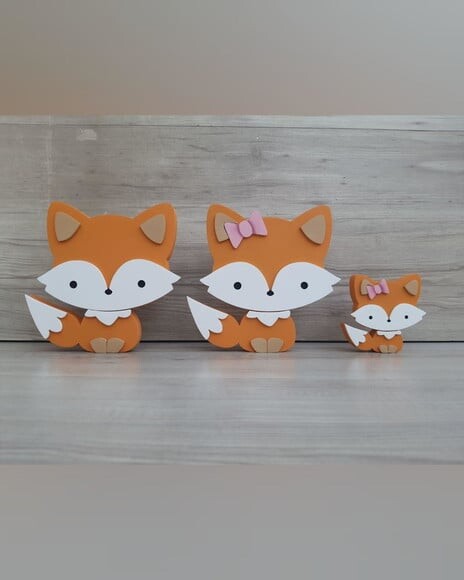 Família Raposa de Mesa em mdf - 15 e 8 cm