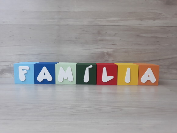 Família em Cubos Decorativos - Mod. Infantil - 8 x 8 x 8 cm