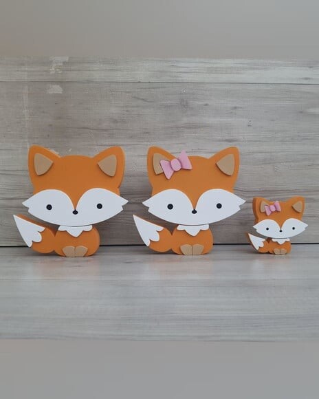 Família Raposa de Mesa em mdf - 15 e 8 cm
