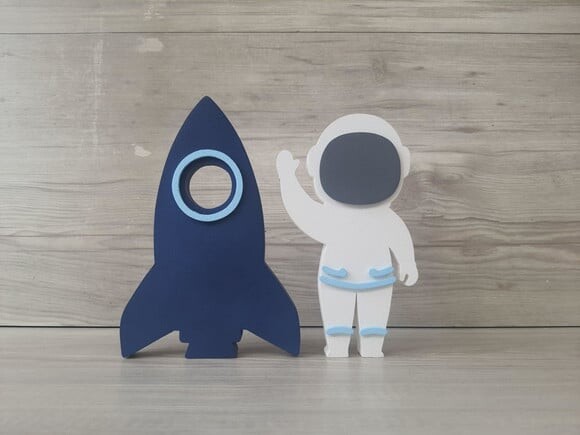 Foguete + Astronauta - Peças em mdf