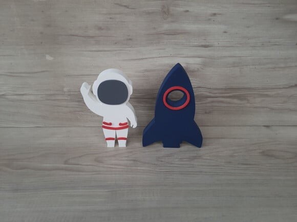 Foguete + Astronauta - Peças em mdf