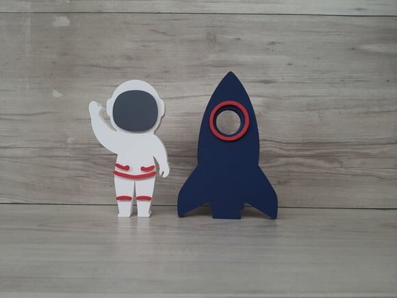 Foguete + Astronauta - Peças em mdf