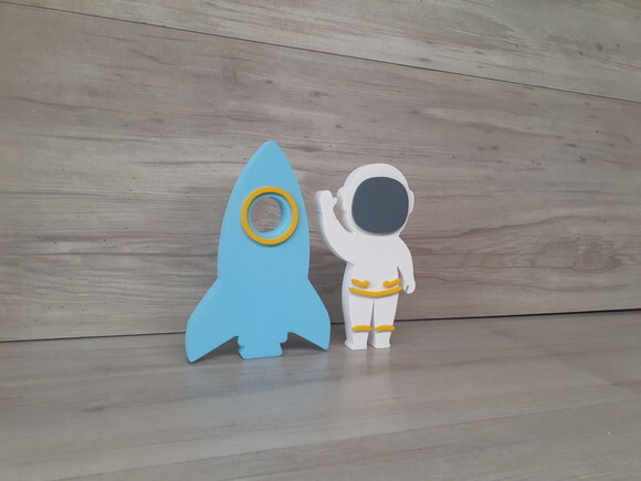 Foguete + Astronauta - Peças em mdf