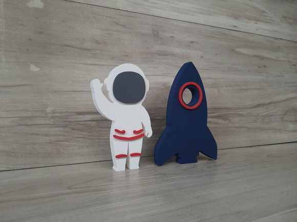 Foguete + Astronauta - Peças em mdf