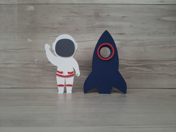 Foguete + Astronauta - Peças em mdf
